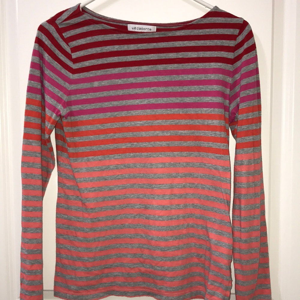 Liz Claiborne long sleeve stipe knit top- small